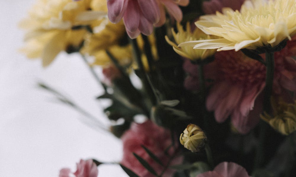 A vase filled with flowers is sitting on a table .pexels