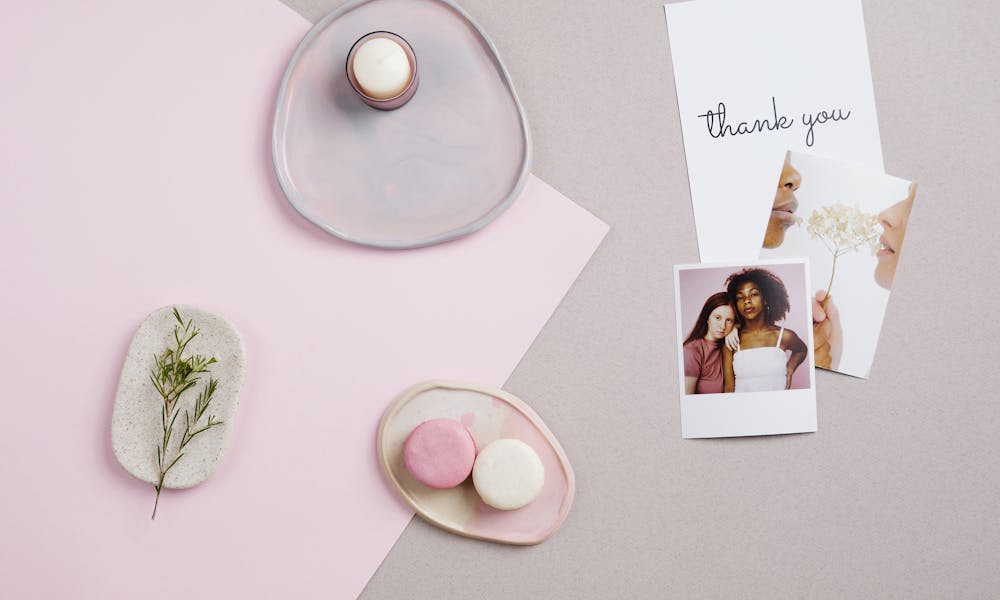 Pastel Coloured Still Life with a Thank You Note .pexels