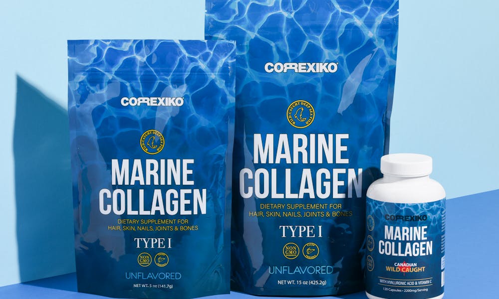 Marine Collagen on Blue Packaging  .pexels