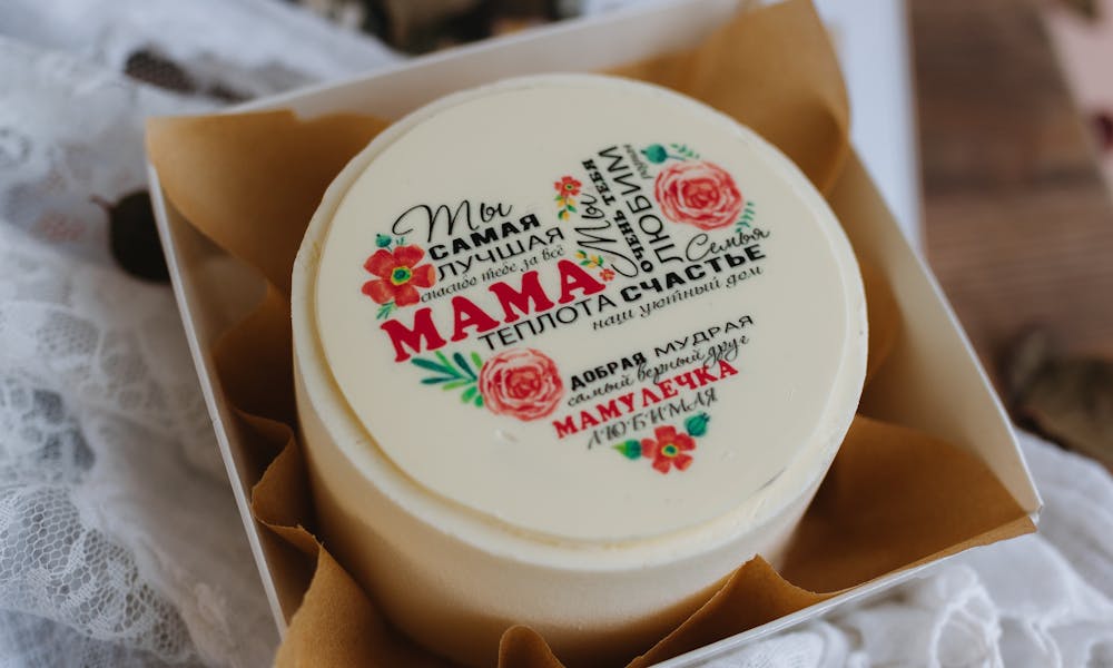 Round soap with floral design and text, perfect for Mother's Day gift. .pexels